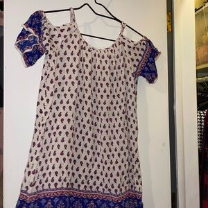 Forever 21 White and Blue Patterned dress